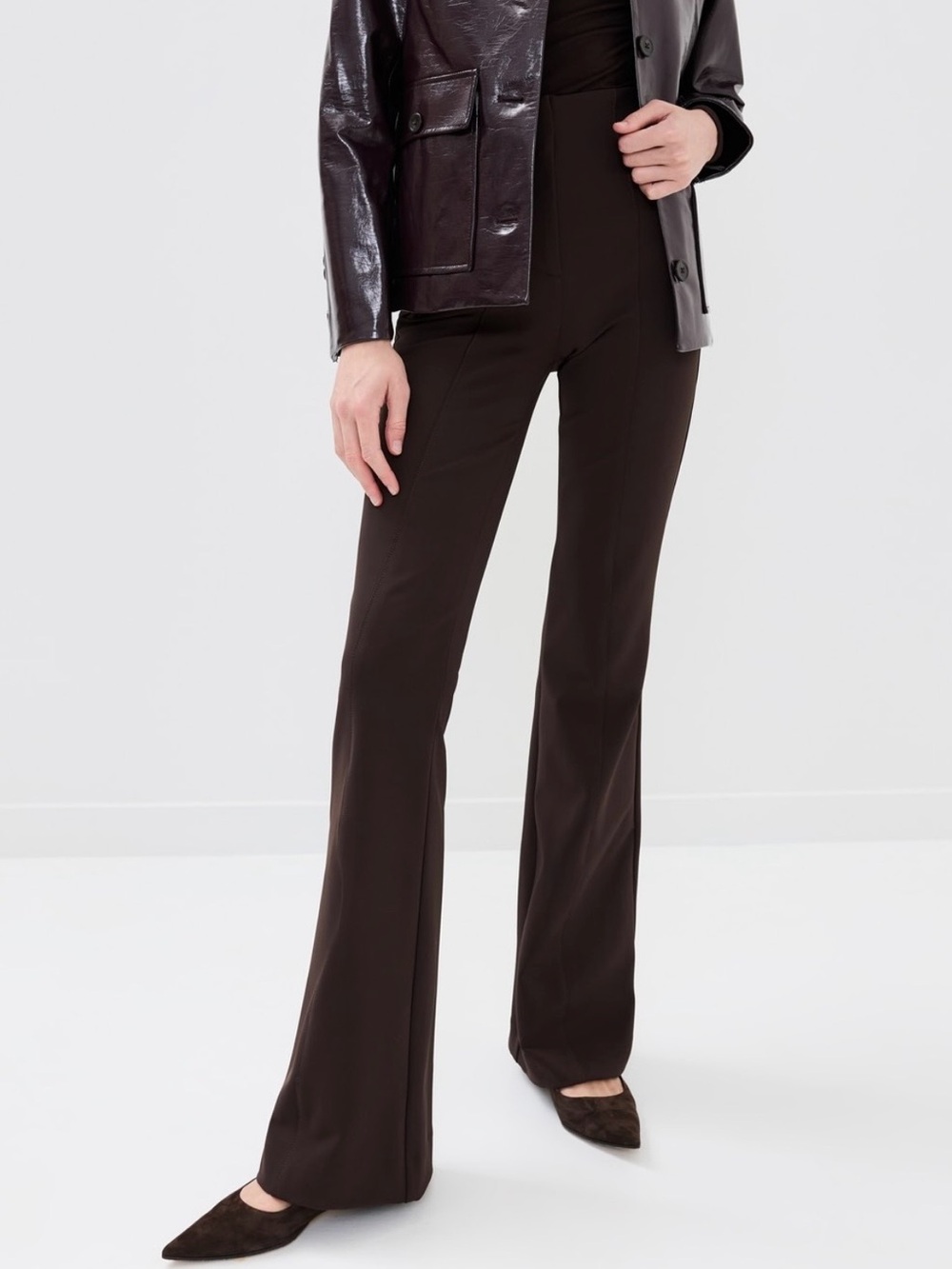 Veronica Beard Tindaya Pants Dark Chocolate Brown High Rise Pintuck Size 16